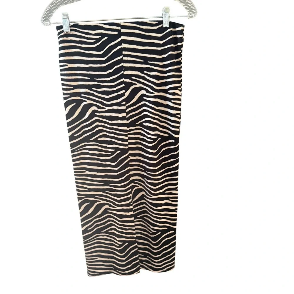 HM Womens‎ Zebra Print Midi Pencil Skirt Black White Stretch S Party Career